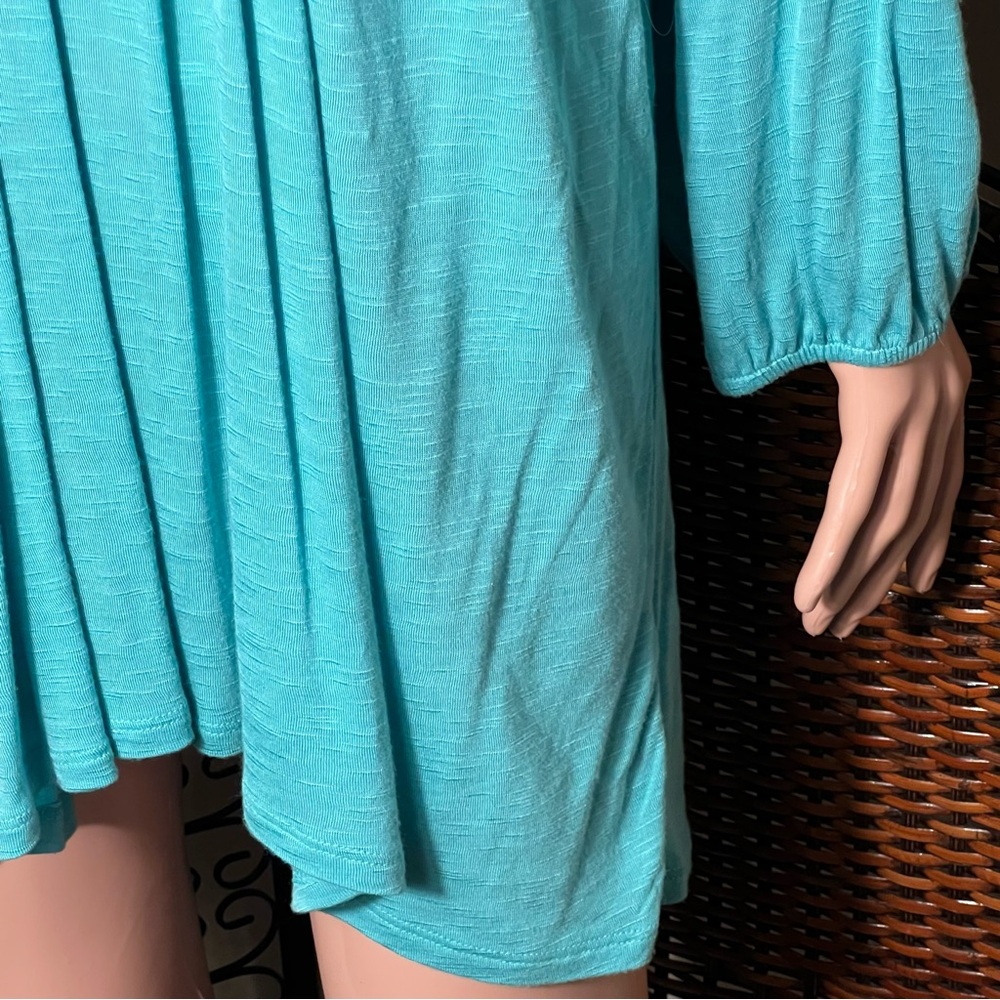 Apt 9 Green Womens Boho Shirt 2X Appliqué Around Neckline Elastic Sleeves Cute - Picture 4 of 6